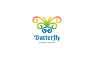 Butterfly Line Art Colorful Logo