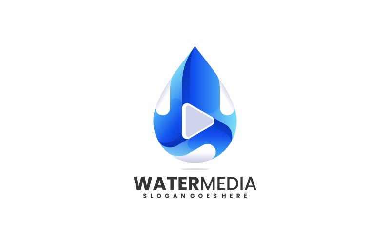 Water Media Gradient Logo Logo Template