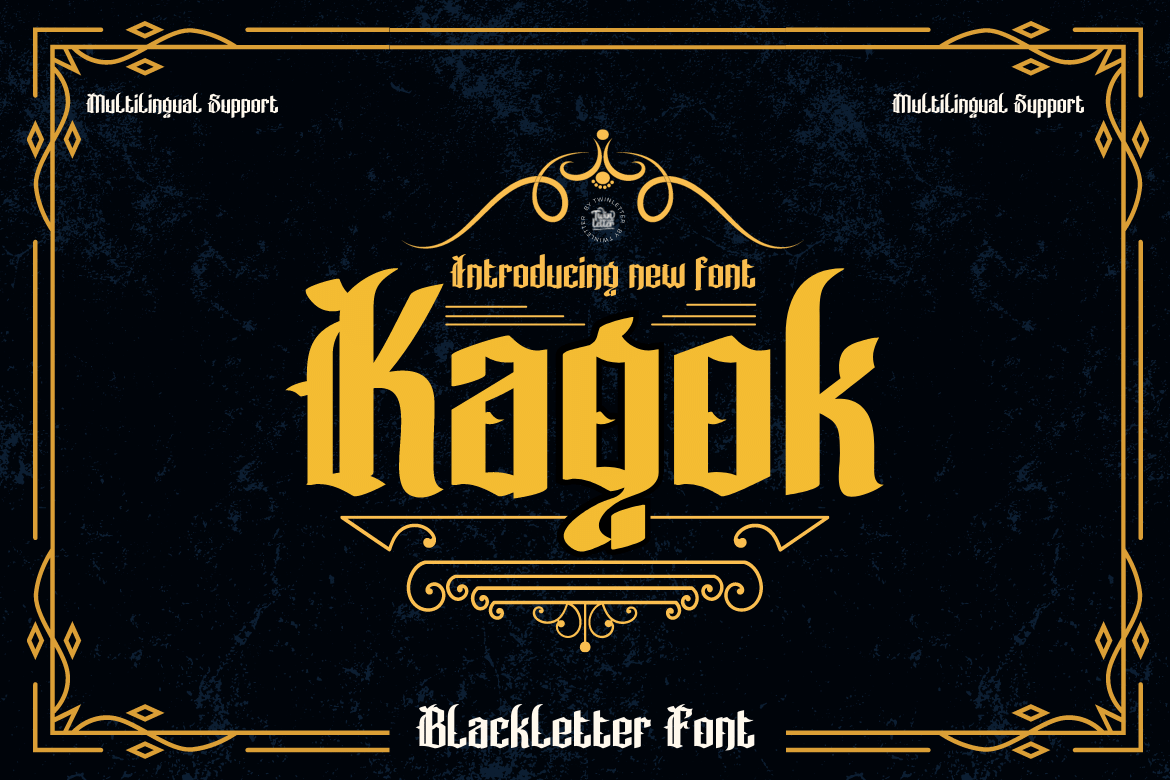 Kagok is typography designed with a classic blackletter font