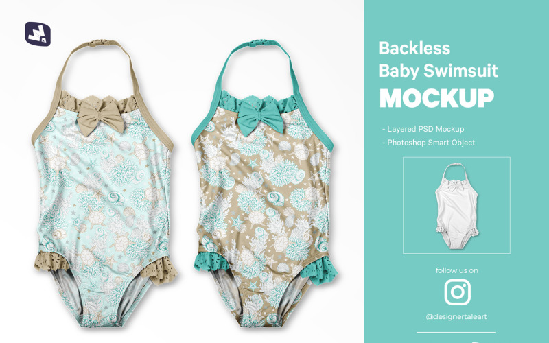 Backless Baby Swimsuit Mockup Product Mockup