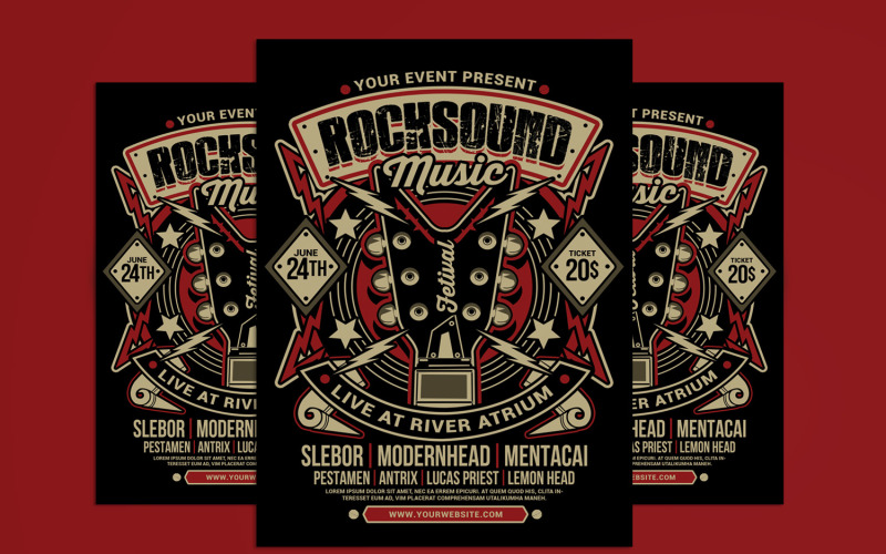 Rock Music Event Flyer Template Corporate Identity