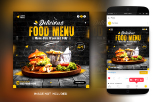 Food Social Media Promotion And Instagram Banner Post Design Template