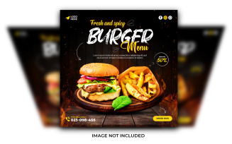 Social Media Food Promotion Post & Instagram Banner Burger Post Design Template