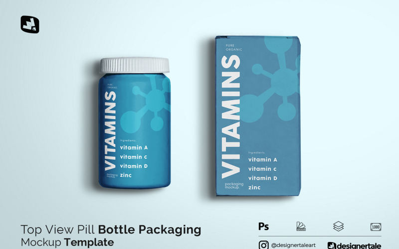 Top View Pill Bottle Packaging Mockup Product Mockup