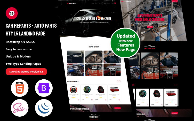 CarReparts - Auto Parts HTML5 Landing Page Landing Page Template