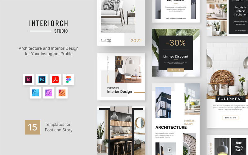 Interiorch – Instagram Post and Story Templates Social Media