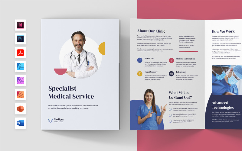 Medical Services Brochure Bi-Fold Template Corporate Identity