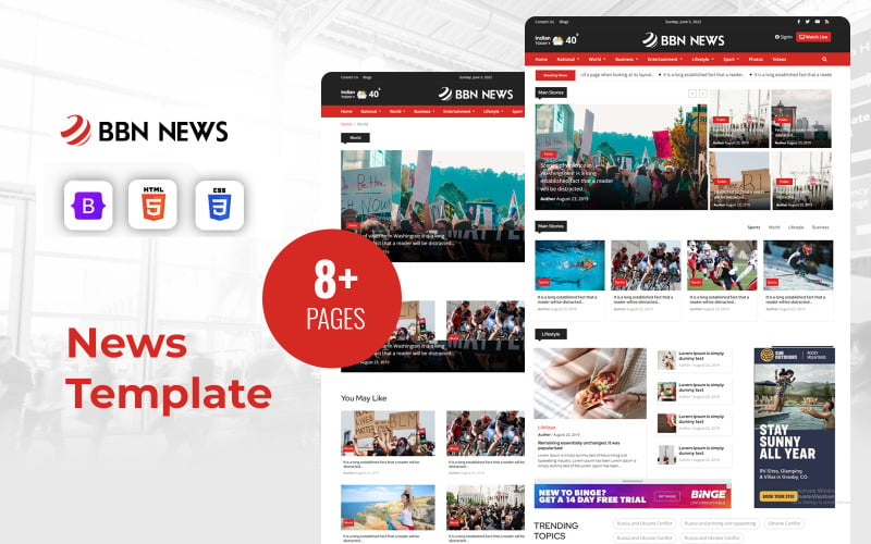 MH News - News Portal HTML5 Website Template
