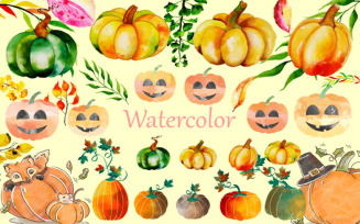 Watercolor Halloween Clipart Illustration