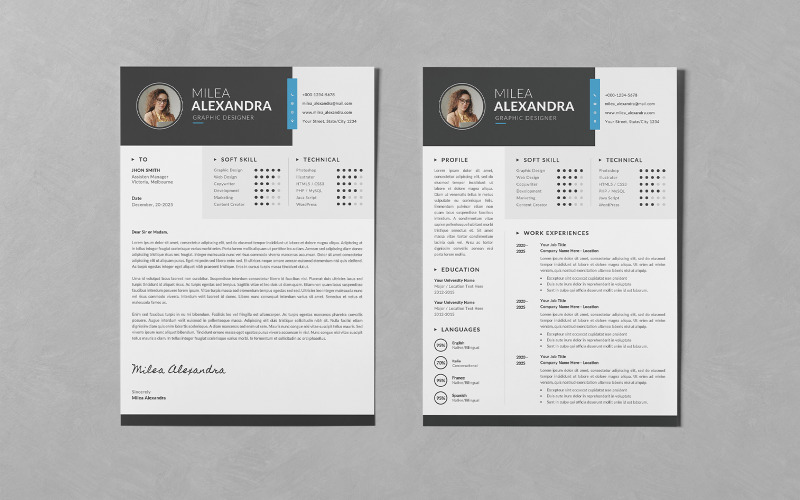 Clean Modern Minimalist CV/Resume Design PSD Templates Resume Template