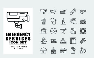Emergency Services Line Icon Set