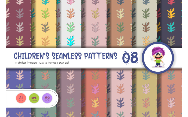 Cute Baby Seamless Patterns 08. Digital Paper. Vector Vector Graphic
