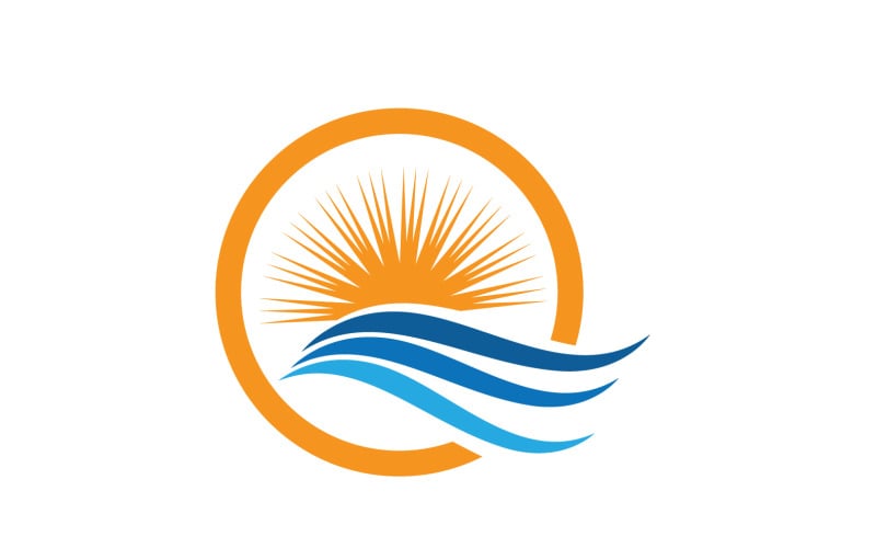 Water Wave And Sun Logo Vector Icon Design Template V10 Logo Template
