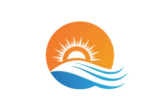 Water Wave And Sun Logo Vector Icon Design Template V11