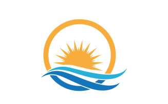 Water Wave And Sun Logo Vector Icon Design Template V12