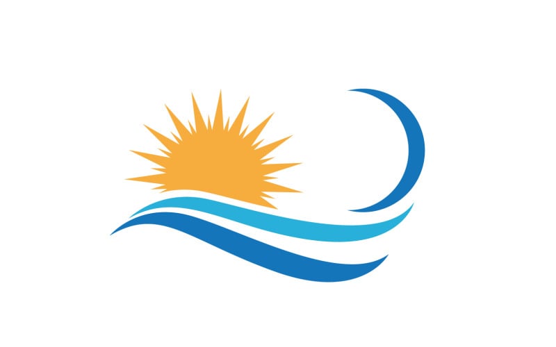 Water Wave And Sun Logo Vector Icon Design Template V4 Logo Template