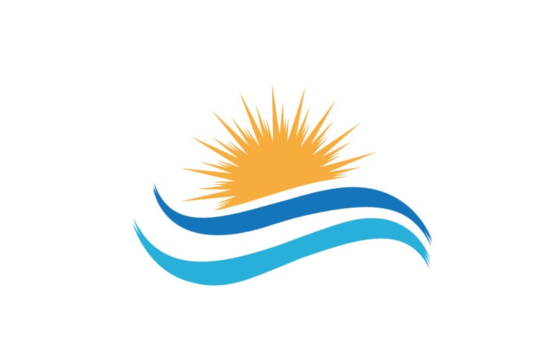 Water Wave And Sun Logo Vector Icon Design Template V5 Logo Template