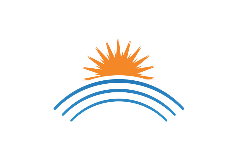 Water Wave And Sun Logo Vector Icon Design Template V7 Logo Template