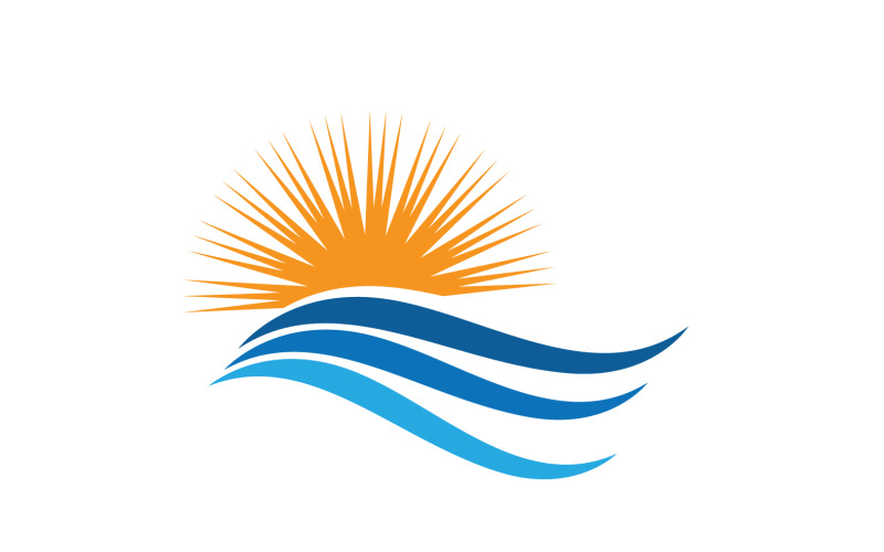 Water Wave And Sun Logo Vector Icon Design Template V8 Logo Template