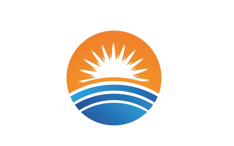 Water Wave And Sun Logo Vector Icon Design Template V9 Logo Template