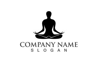 Woman Yoga Logo Silhouette Character V6