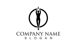 Woman Yoga Logo Silhouette Character V8