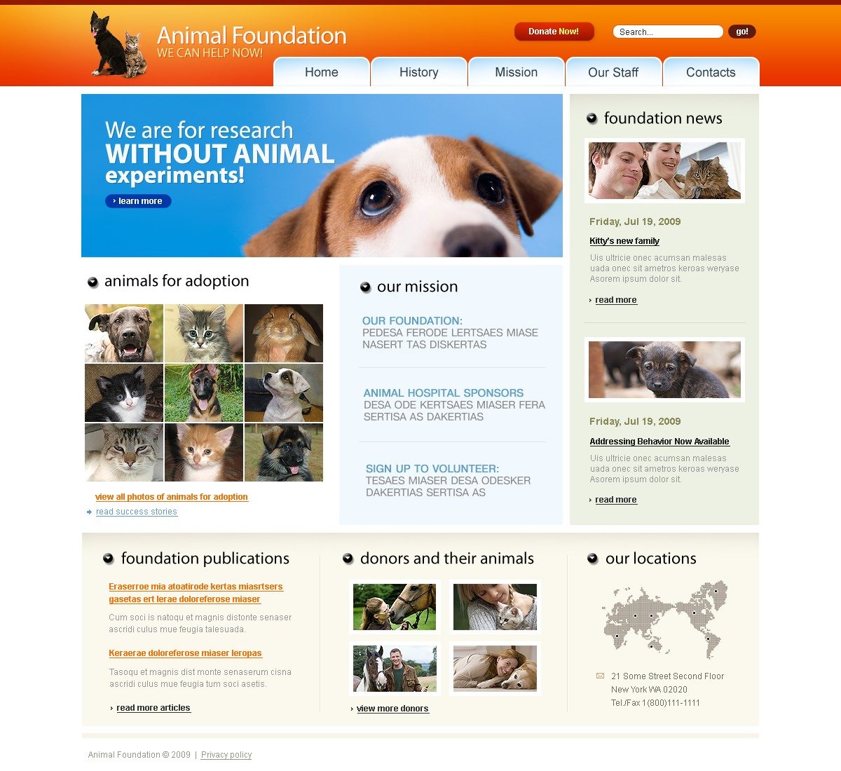 Animal Shelter Website Template 26045