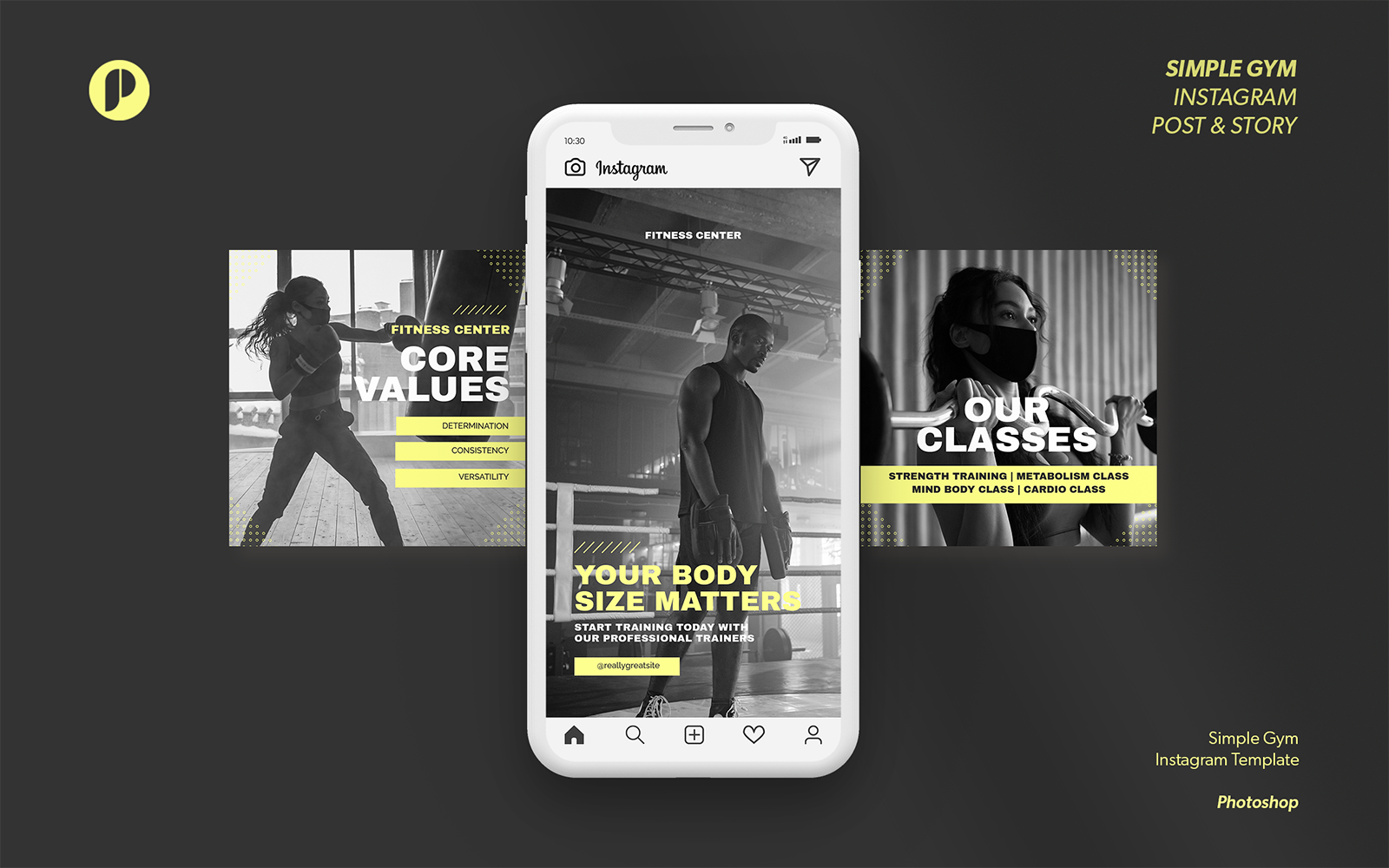 Yellow Lemon Simple Modern Gym and Fitness Instagram