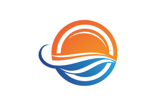 Sun And Wave Beach Logo Vector Illustration V6