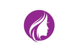 Woman Face And Hair Logo Vector V3