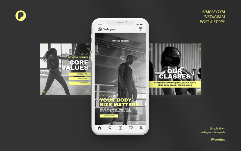 Yellow Lemon Simple Modern Gym and Fitness Instagram Social Media