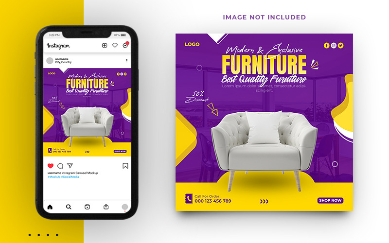 Furniture Sale And Interior Promotion Instagram Social Media Post Banner Templates