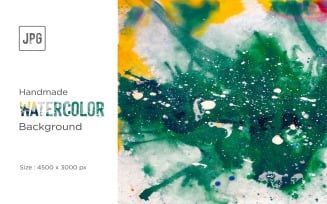 Hand painted Watercolor Background, Green and Yellow Watercolor Splotches