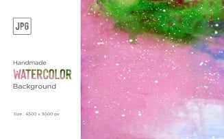 Pink with Green Hand painted Water color Background & Watercolor Splotches