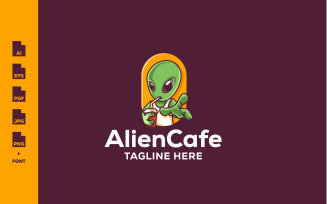 Cool Alien Cafe Logo Template