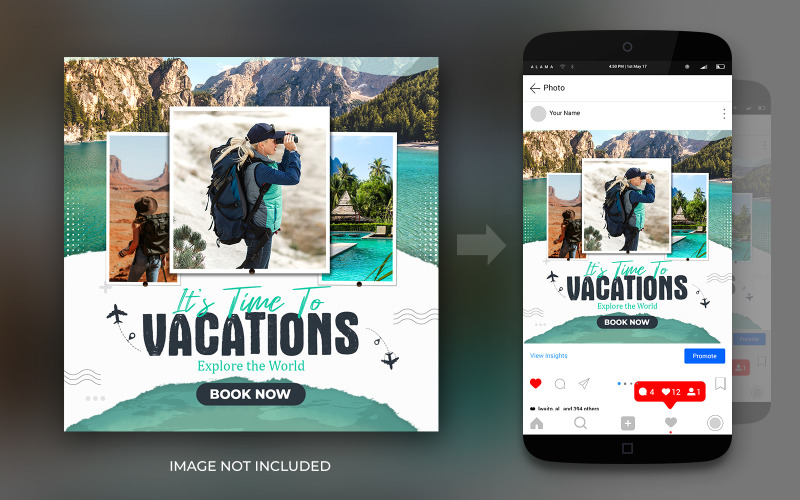 Travel And Tours Vacation Holiday Social Media Post Or Flyer Design Template