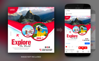 Adventure Travel And Tours Explore Social Media Instagram And Facebook Post Or Flyer Design Template