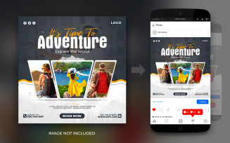 Travel And Tours Adventure Holiday Social Media Instagram And Facebook Post Banner Design Template