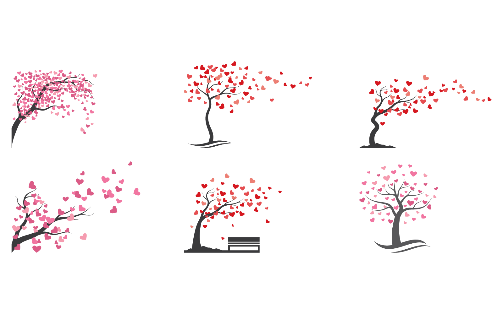 Tree with heart leaves vector design
