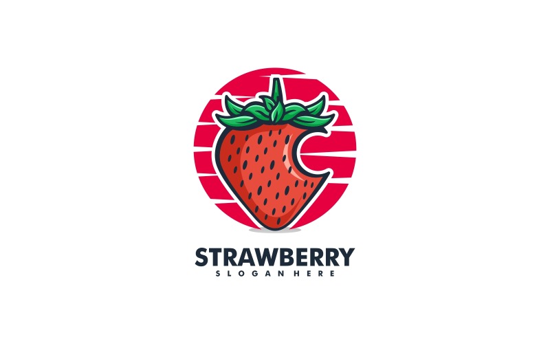 Strawberry Simple Logo Design Logo Template