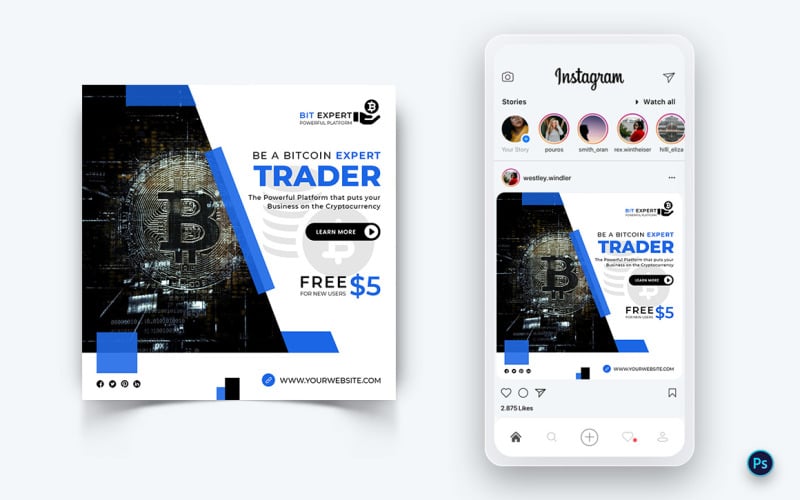 CryptoCurrency Service Social Media Post Design Template-13