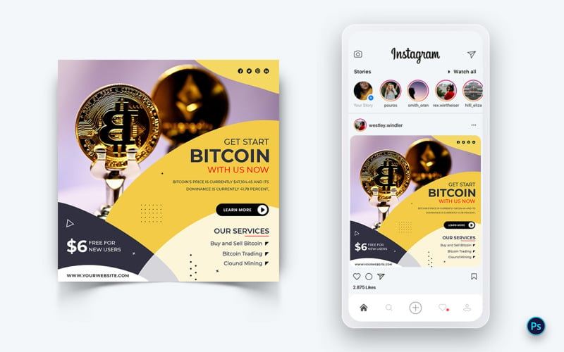 CryptoCurrency Service Social Media Post Design Template-16