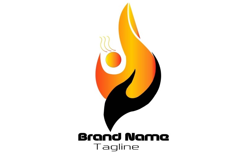 Flame With Hand Logo Design Logo Template