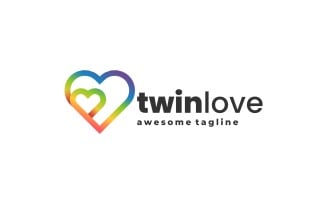 Twin Love Line Art Colorful Logo