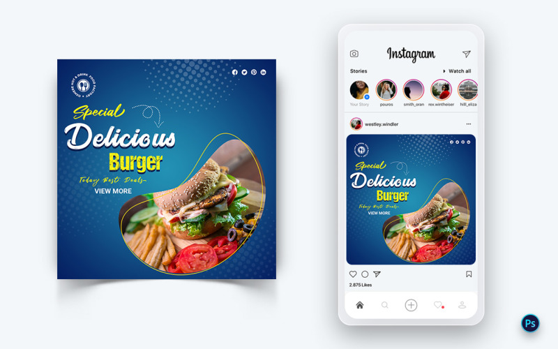 Food and Restaurant Social Media Post Design Template-32