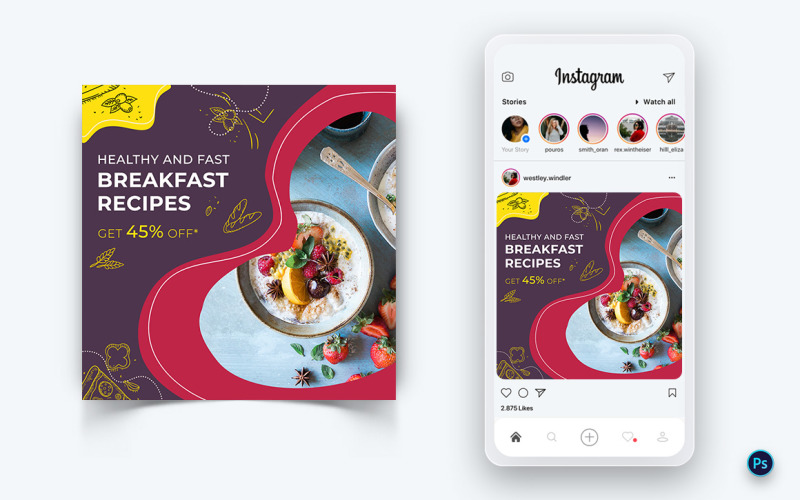 Food and Restaurant Social Media Post Design Template-37
