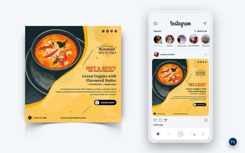 Food and Restaurant Social Media Post Design Template-65