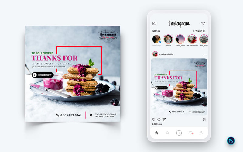 Food and Restaurant Social Media Post Design Template-83
