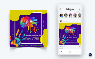 Holi Festival Social Media Post Design Template-01