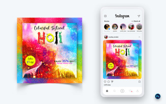 Holi Festival Social Media Post Design Template-05